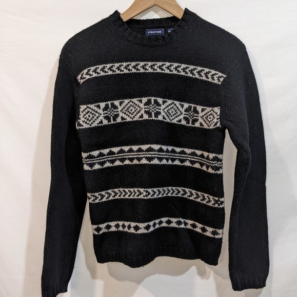 100% Lambswool Structure Neutral Patterned Ski Sweater/Sweatshirt Size S… - Picture 3 of 9